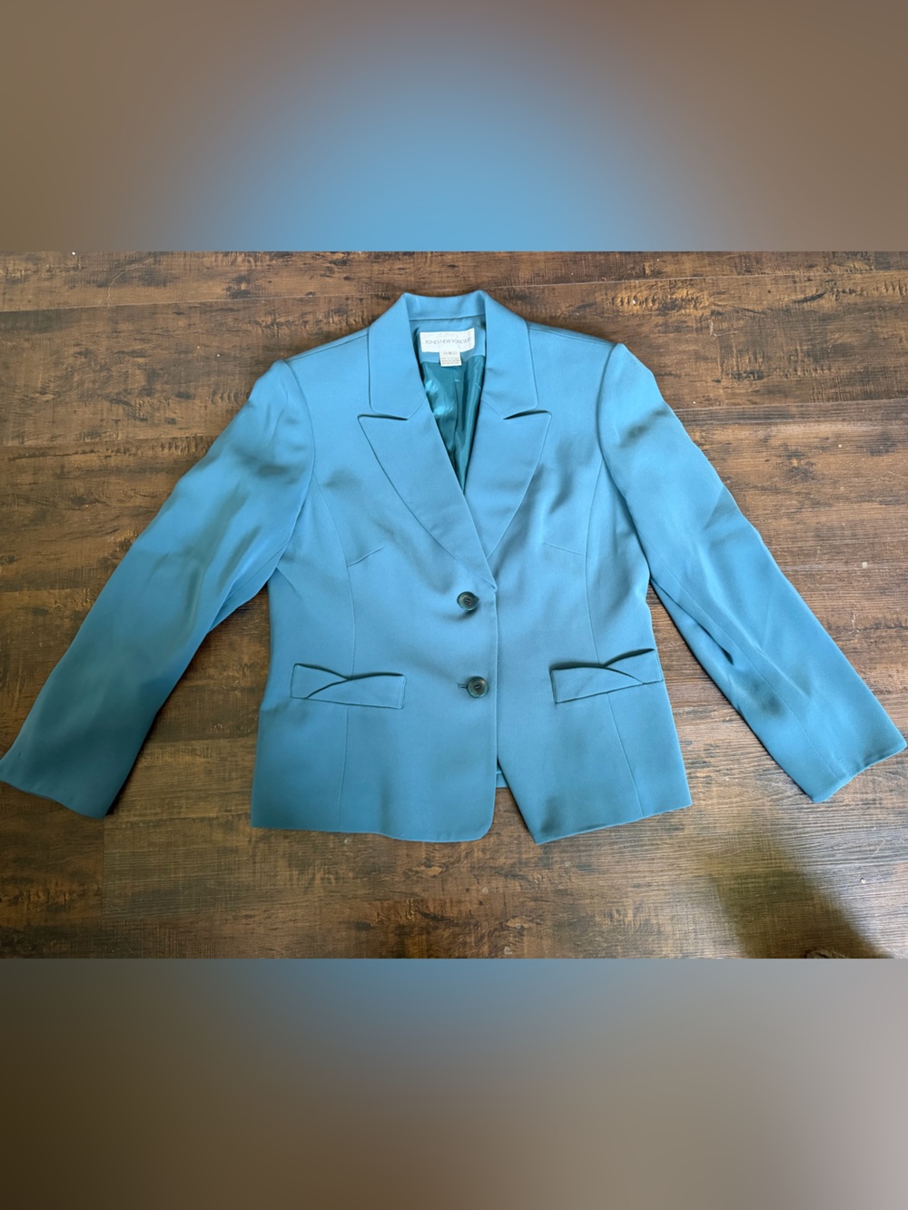 Jones New York Teal Double-Breasted Blazer